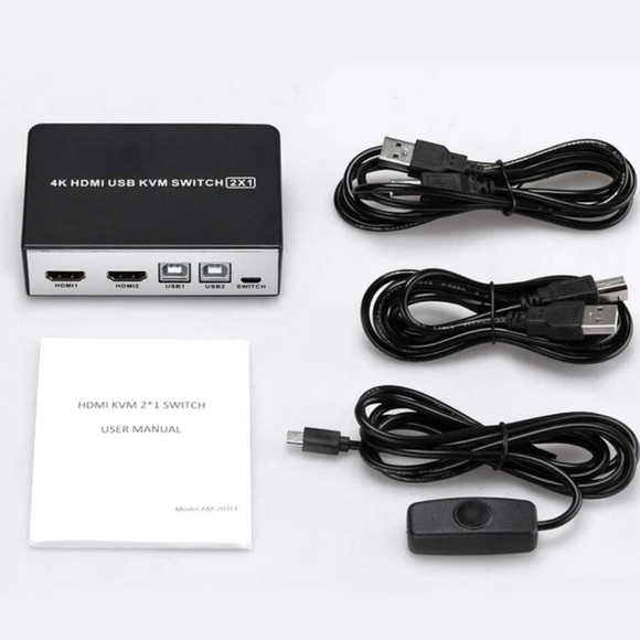4K 2X1 HDMI USB KVM Switch 2 Port HDMI KVM Selector for 2 Computer Sharing New - Picture 3 of 15